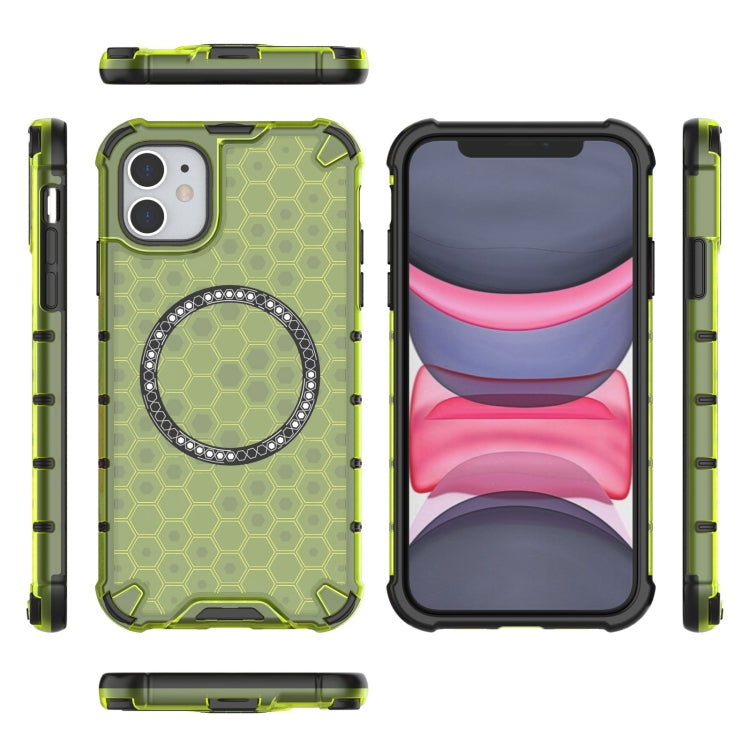 For iPhone 11 Honeycomb Magnetic Ring Shockproof Phone Case