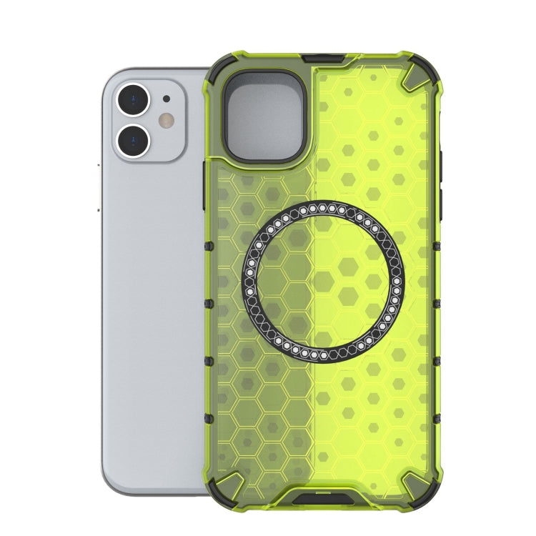 For iPhone 11 Honeycomb Magnetic Ring Shockproof Phone Case