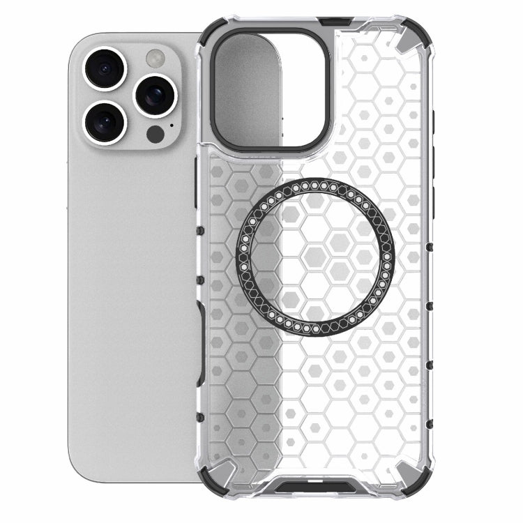 For iPhone 16 Pro Max Honeycomb Magnetic Ring Shockproof Phone Case