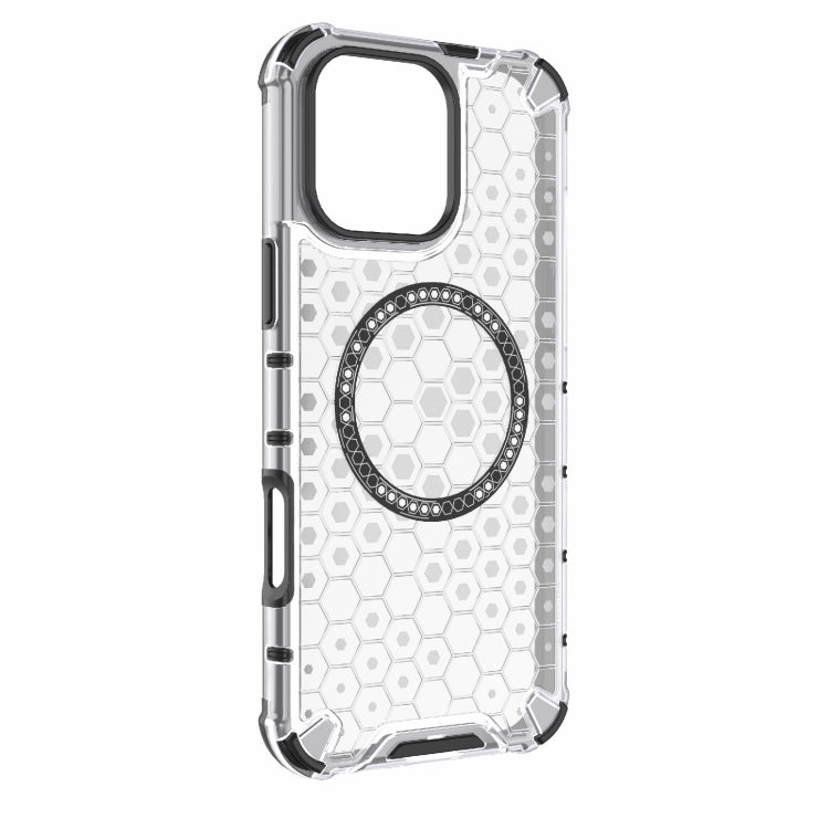 For iPhone 16 Pro Max Honeycomb Magnetic Ring Shockproof Phone Case