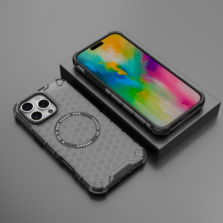 For iPhone 16 Pro Max Honeycomb Magnetic Ring Shockproof Phone Case