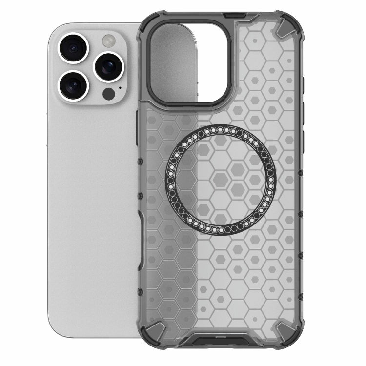 For iPhone 16 Pro Max Honeycomb Magnetic Ring Shockproof Phone Case