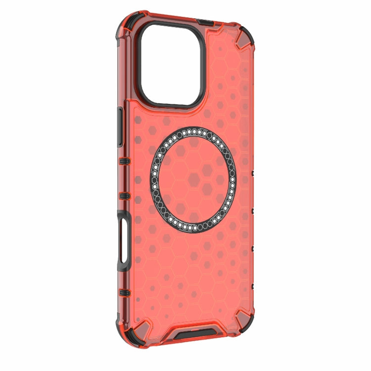 For iPhone 16 Pro Max Honeycomb Magnetic Ring Shockproof Phone Case
