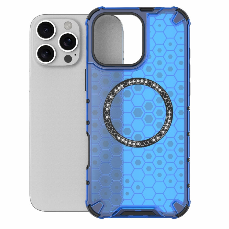 For iPhone 16 Pro Max Honeycomb Magnetic Ring Shockproof Phone Case