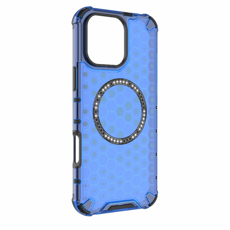 For iPhone 16 Pro Max Honeycomb Magnetic Ring Shockproof Phone Case