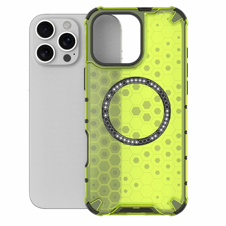 For iPhone 16 Pro Max Honeycomb Magnetic Ring Shockproof Phone Case