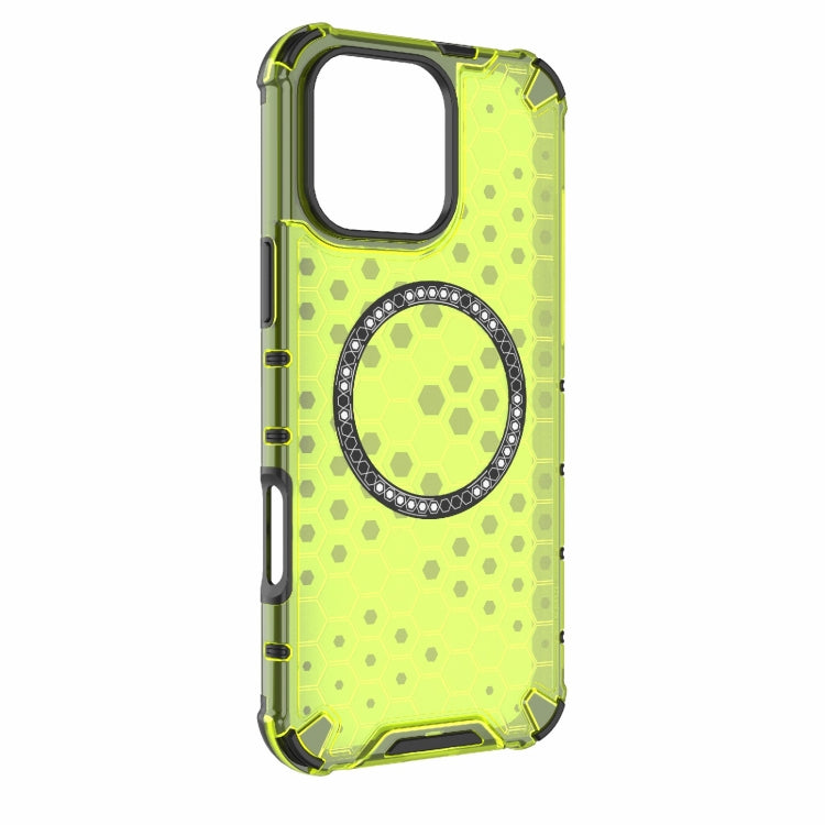 For iPhone 16 Pro Max Honeycomb Magnetic Ring Shockproof Phone Case