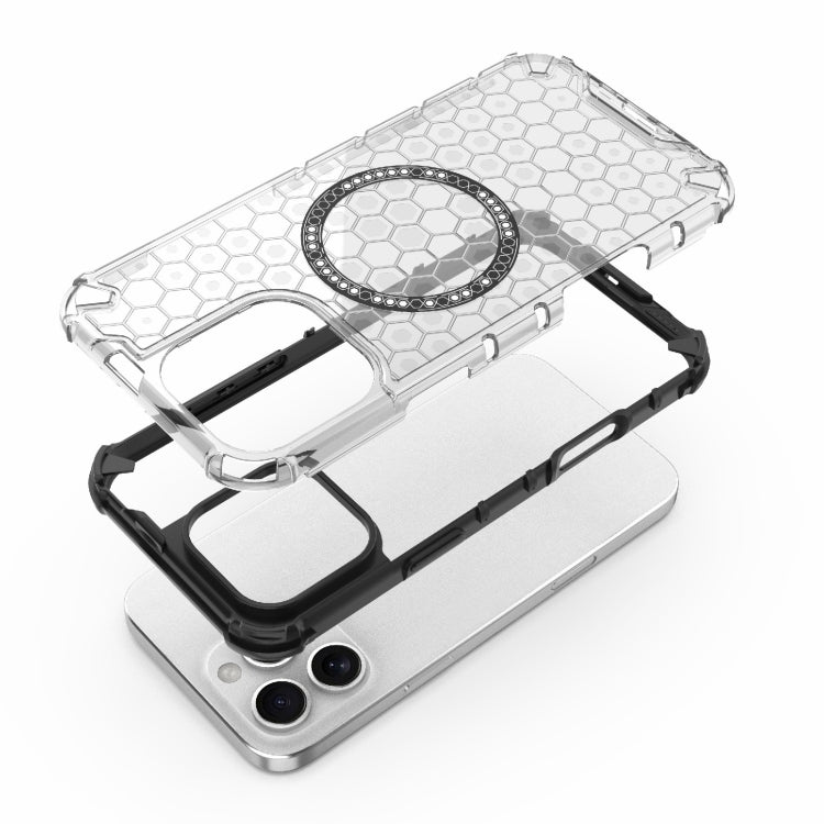 For iPhone 16 Pro Max Honeycomb Magnetic Ring Shockproof Phone Case