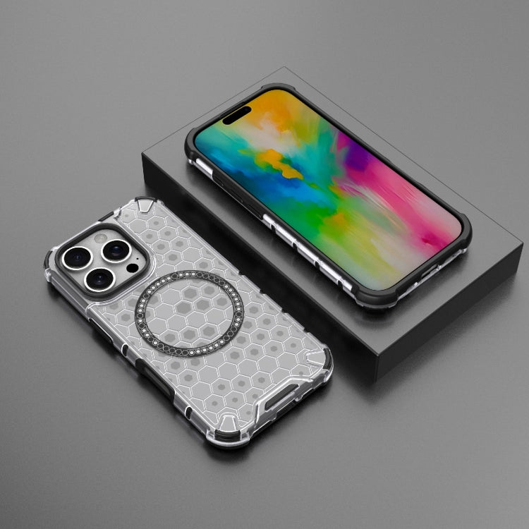 For iPhone 16 Pro Honeycomb Magnetic Ring Shockproof Phone Case
