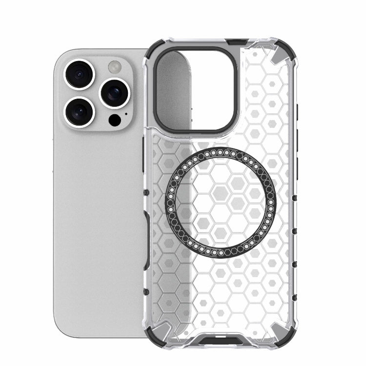 For iPhone 16 Pro Honeycomb Magnetic Ring Shockproof Phone Case