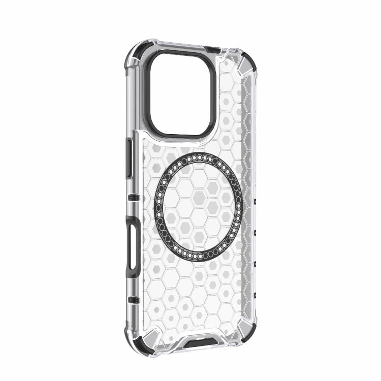 For iPhone 16 Pro Honeycomb Magnetic Ring Shockproof Phone Case