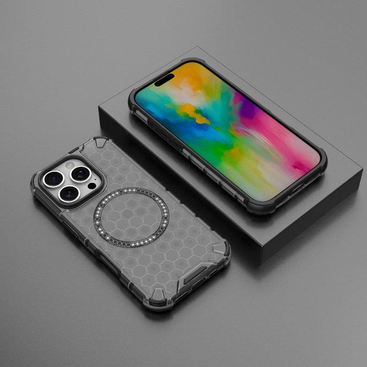 For iPhone 16 Pro Honeycomb Magnetic Ring Shockproof Phone Case