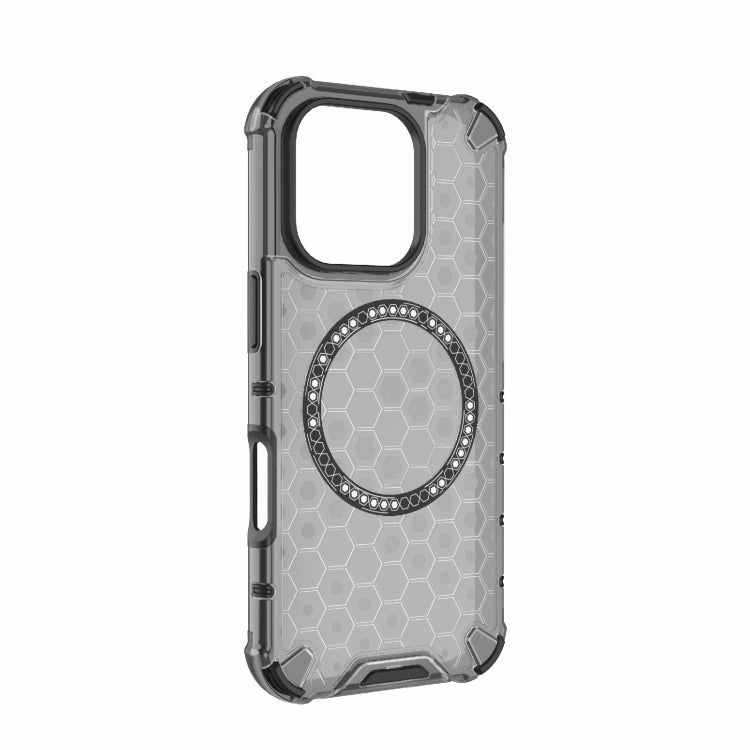For iPhone 16 Pro Honeycomb Magnetic Ring Shockproof Phone Case