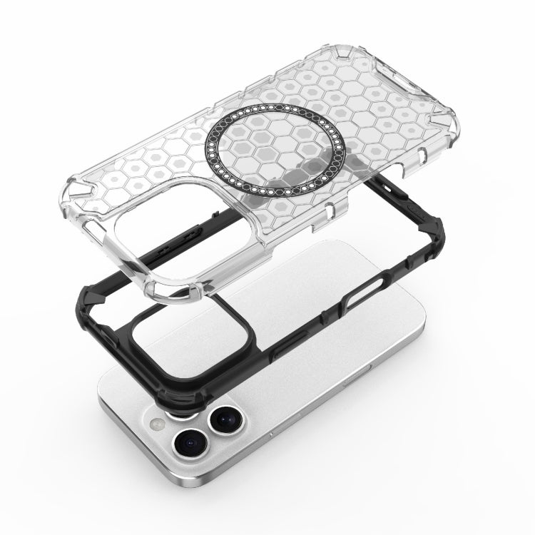 For iPhone 16 Pro Honeycomb Magnetic Ring Shockproof Phone Case