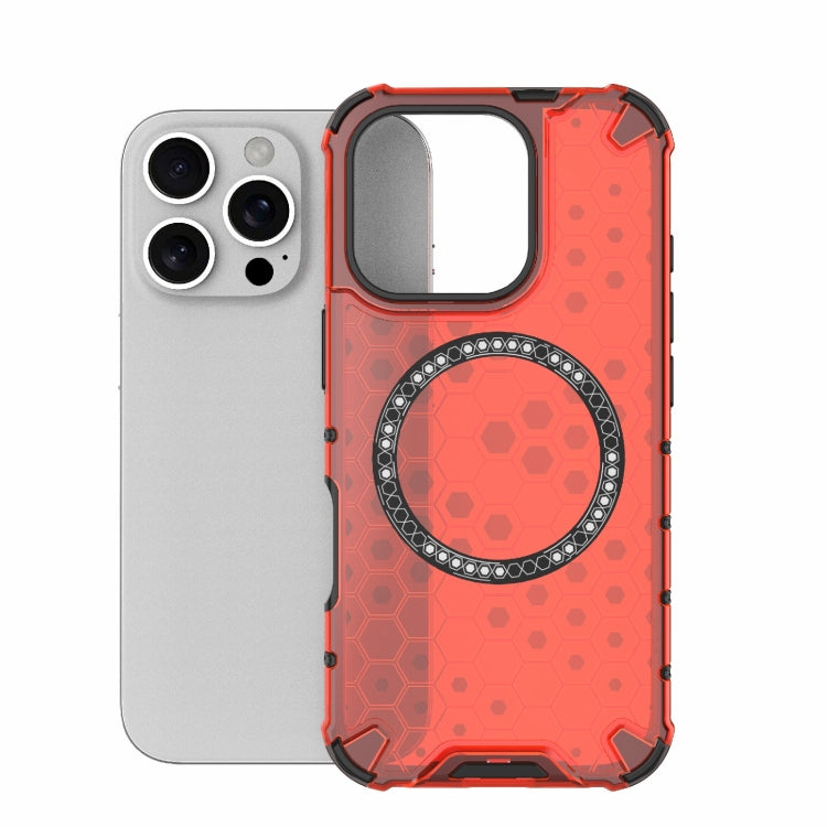 For iPhone 16 Pro Honeycomb Magnetic Ring Shockproof Phone Case