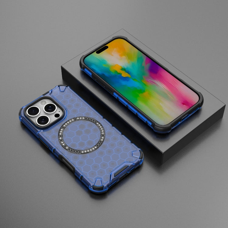 For iPhone 16 Pro Honeycomb Magnetic Ring Shockproof Phone Case