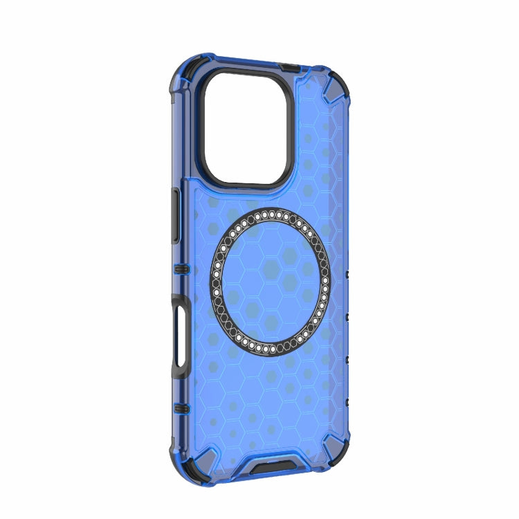 For iPhone 16 Pro Honeycomb Magnetic Ring Shockproof Phone Case