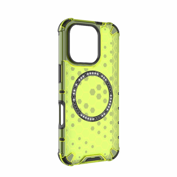 For iPhone 16 Pro Honeycomb Magnetic Ring Shockproof Phone Case