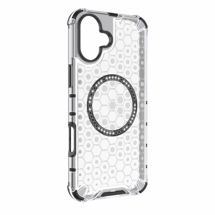 For iPhone 16 Plus Honeycomb Magnetic Ring Shockproof Phone Case