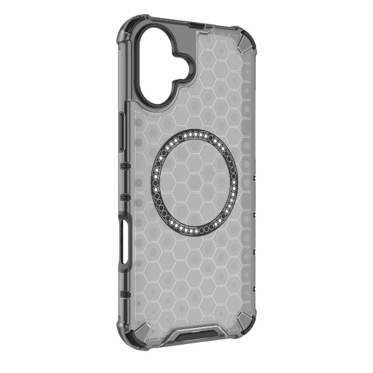 For iPhone 16 Plus Honeycomb Magnetic Ring Shockproof Phone Case