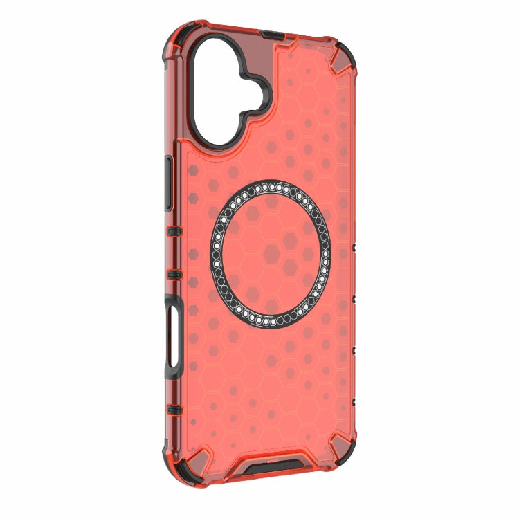 For iPhone 16 Plus Honeycomb Magnetic Ring Shockproof Phone Case