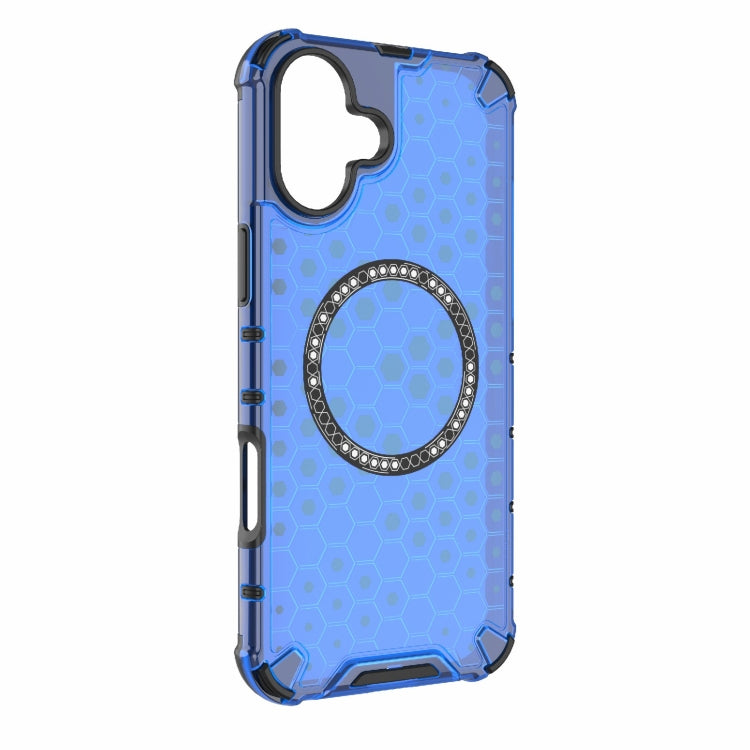 For iPhone 16 Plus Honeycomb Magnetic Ring Shockproof Phone Case