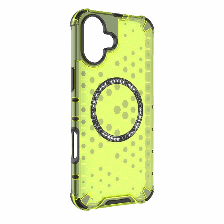 For iPhone 16 Plus Honeycomb Magnetic Ring Shockproof Phone Case