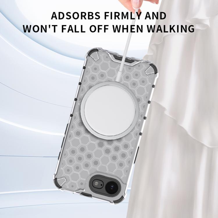 For iPhone 17e / 16e Honeycomb Magnetic Ring Shockproof Phone Case