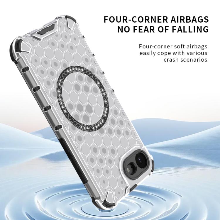 For iPhone 17e / 16e Honeycomb Magnetic Ring Shockproof Phone Case