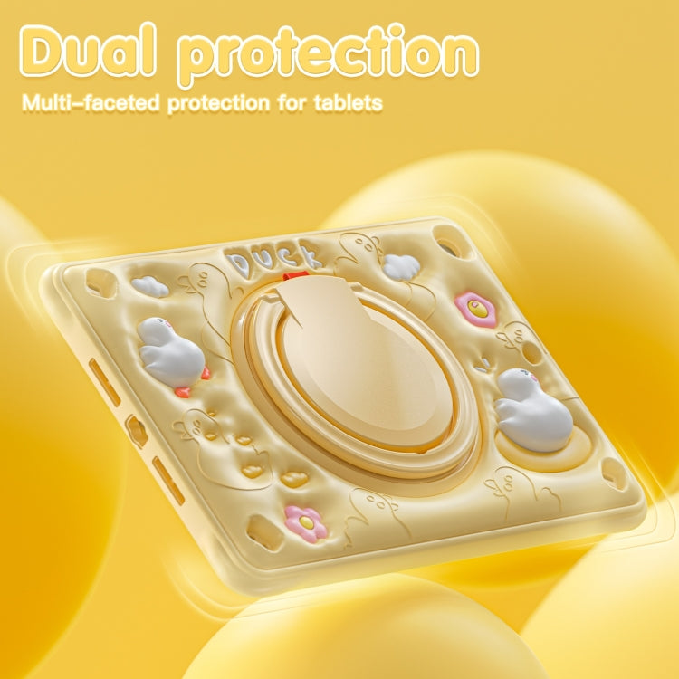 Duck Handle Kickstand Silicone Hybrid PC Tablet Case For iPad 10.2 2021/2020/2019 - Yellow