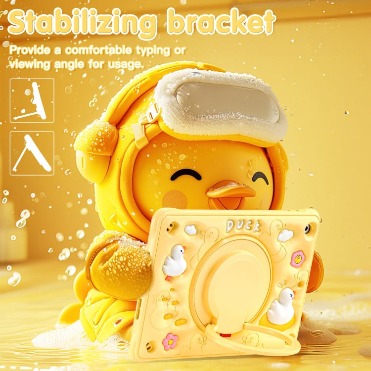 Duck Handle Kickstand Silicone Hybrid PC Tablet Case For iPad 10.2 2021/2020/2019 - Yellow
