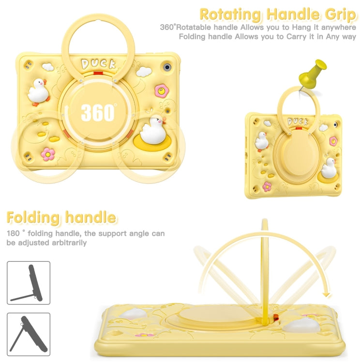 Duck Handle Kickstand Silicone Hybrid PC Tablet Case For iPad 10.2 2021/2020/2019 - Yellow