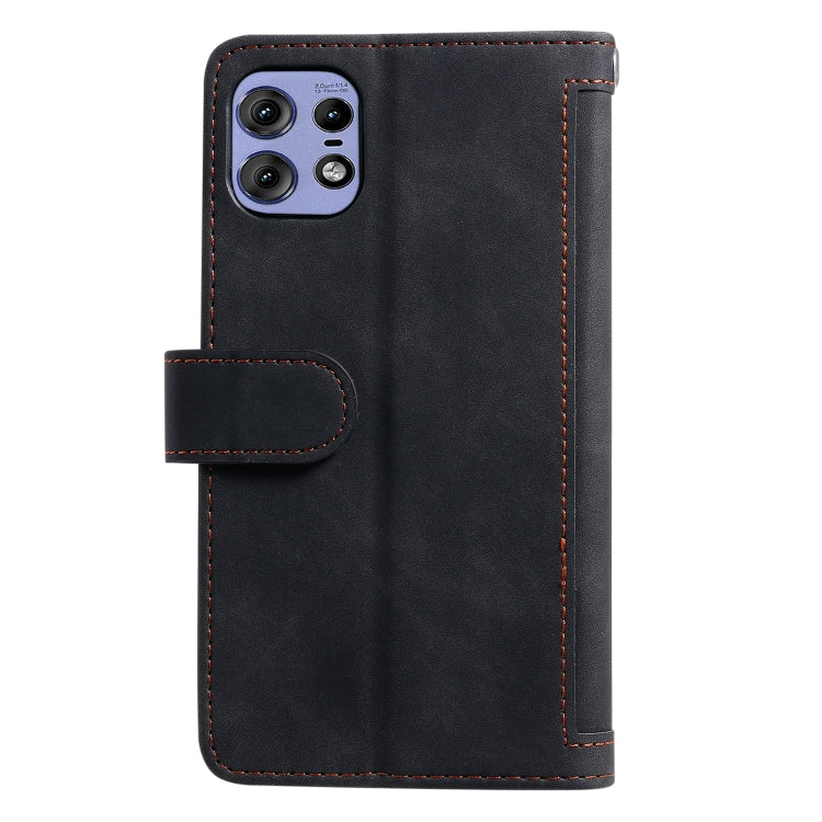 For Motorola Edge 50 Pro Nine Card Zipper Bag Leather Phone Case with Lanyard