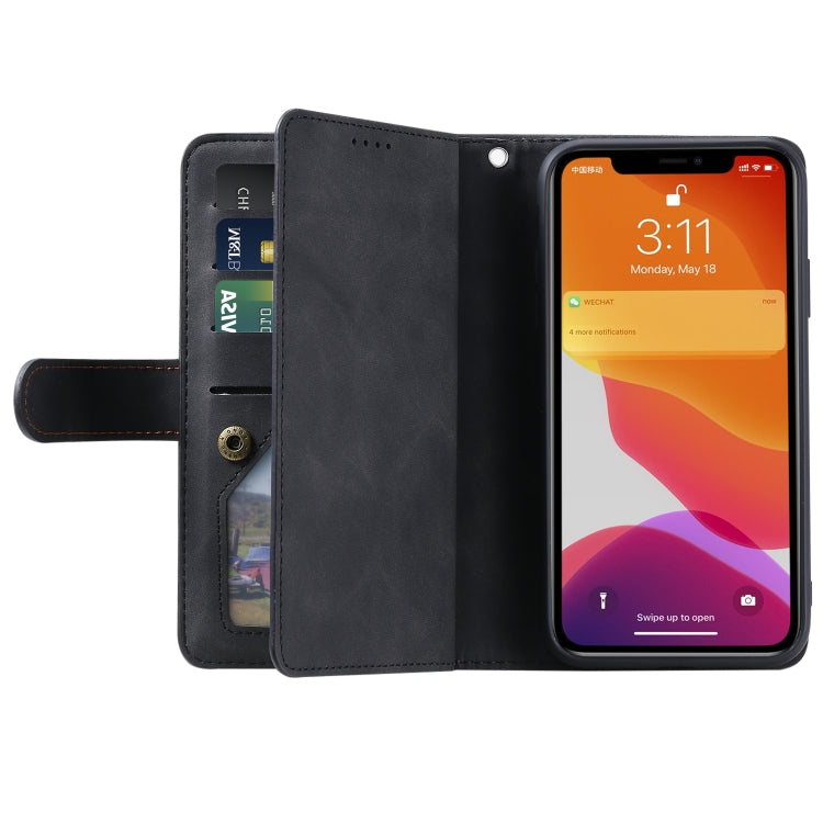 For Motorola Edge 50 Pro Nine Card Zipper Bag Leather Phone Case with Lanyard