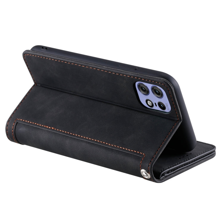 For Motorola Edge 50 Pro Nine Card Zipper Bag Leather Phone Case with Lanyard