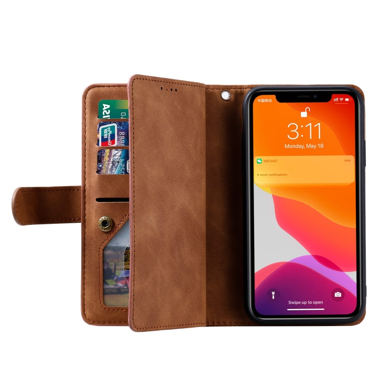For Motorola Edge 50 Pro Nine Card Zipper Bag Leather Phone Case with Lanyard