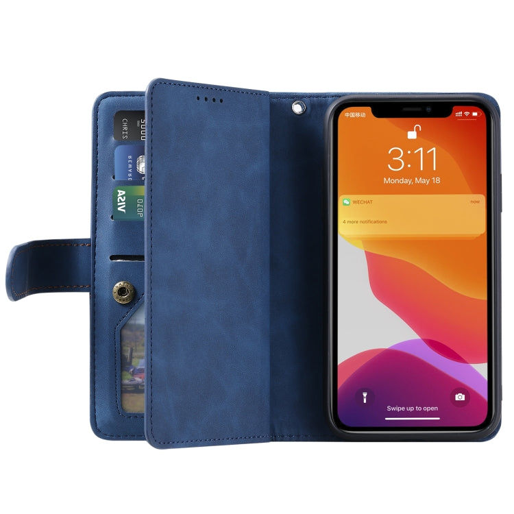 For Motorola Edge 50 Pro Nine Card Zipper Bag Leather Phone Case with Lanyard