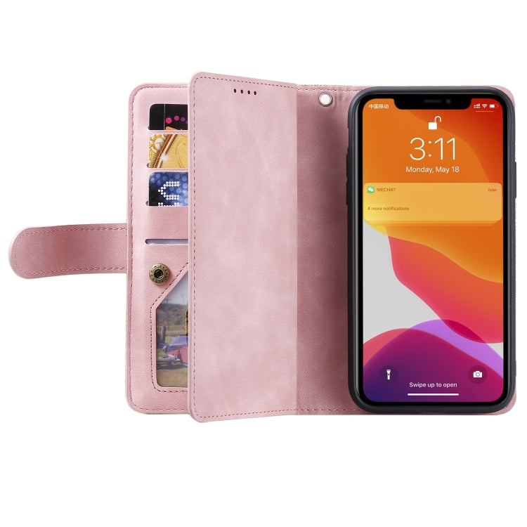 For Motorola Edge 50 Pro Nine Card Zipper Bag Leather Phone Case with Lanyard