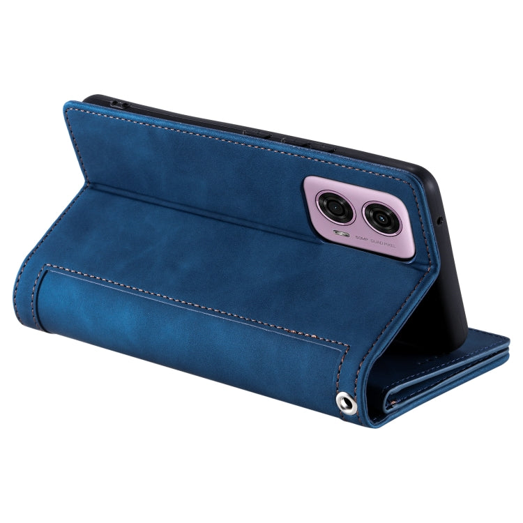 For Motorola Moto G85 Nine Card Zipper Bag Leather Phone Case with Lanyard
