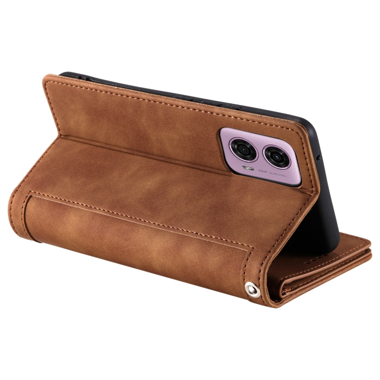 For Motorola Moto E14 Nine Card Zipper Bag Leather Phone Case with Lanyard