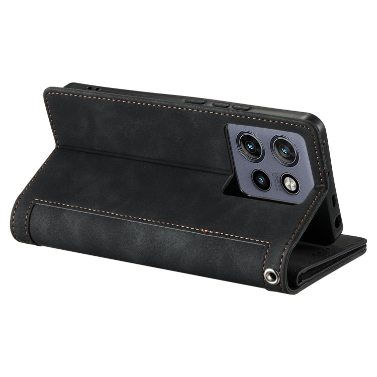 For Motorola Edge 50 Neo Nine Card Zipper Bag Leather Phone Case with Lanyard
