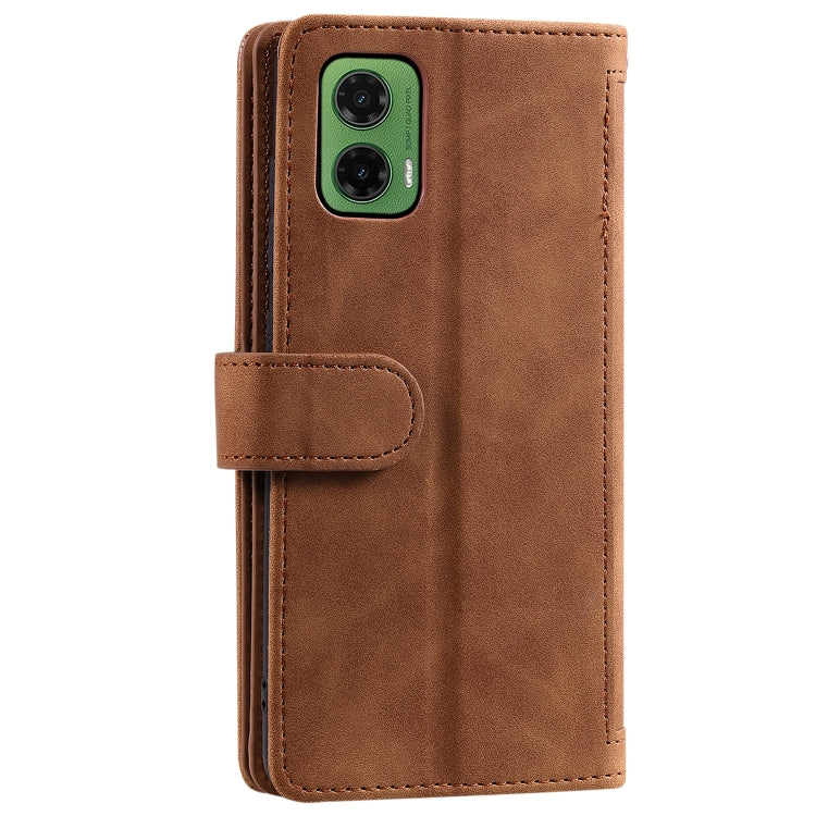For Motorola Moto G35 Nine Card Zipper Bag Leather Phone Case with Lanyard