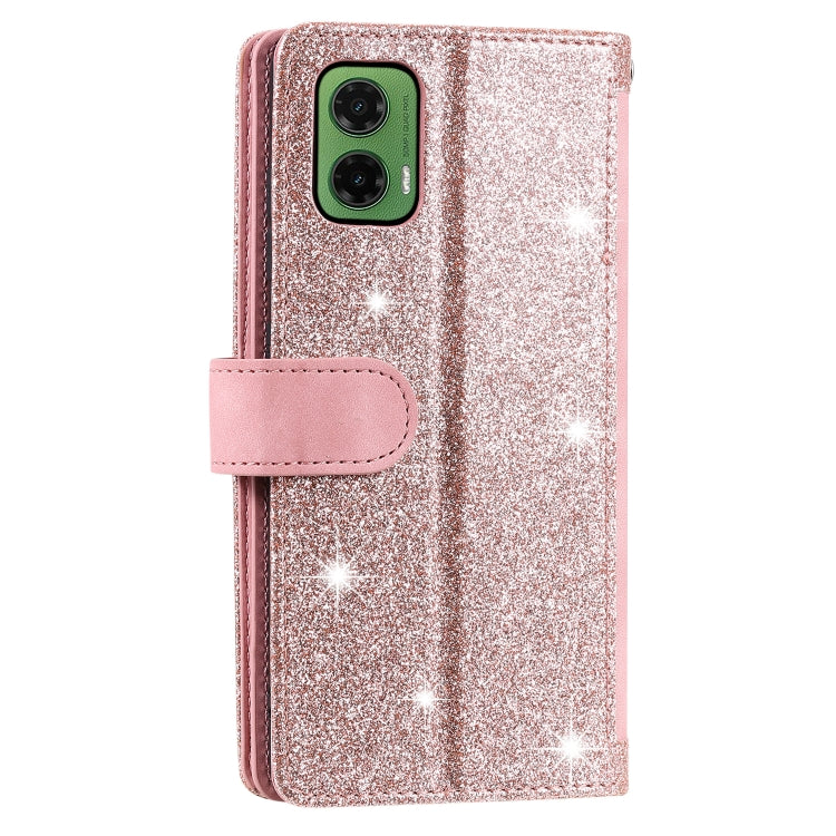 For Motorola Moto G35 Nine Card Zipper Bag Leather Phone Case with Lanyard