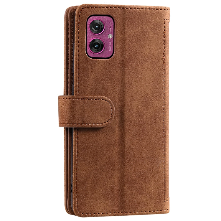 For Motorola Moto G55 Nine Card Zipper Bag Leather Phone Case with Lanyard