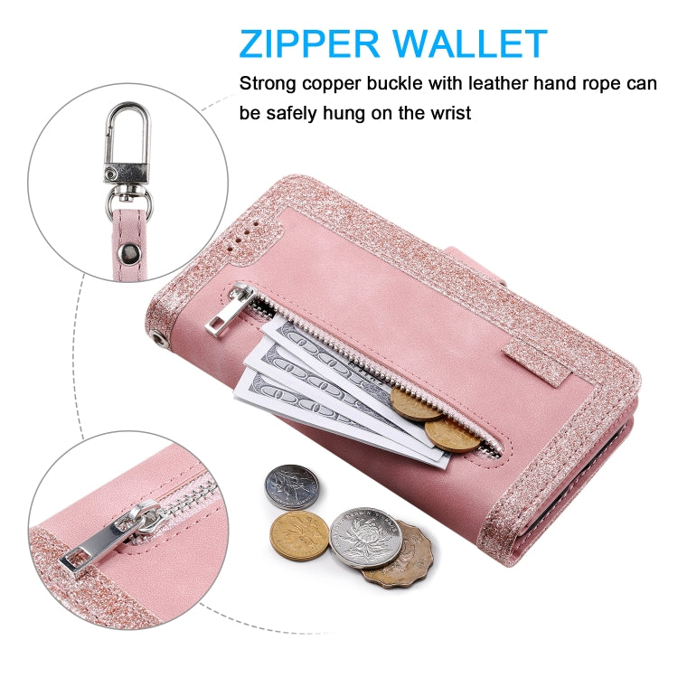 For Motorola Moto G55 Nine Card Zipper Bag Leather Phone Case with Lanyard