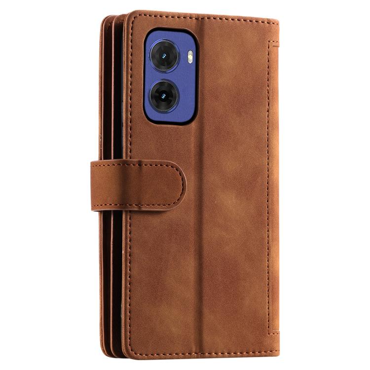 For Motorola Moto G05 Nine Card Zipper Bag Leather Phone Case with Lanyard