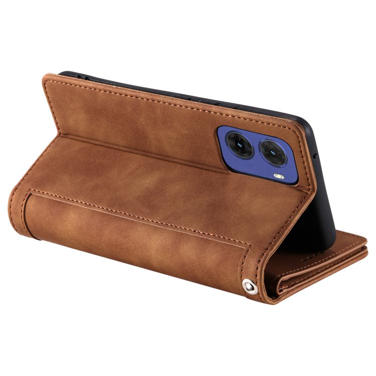 For Motorola Moto G05 Nine Card Zipper Bag Leather Phone Case with Lanyard