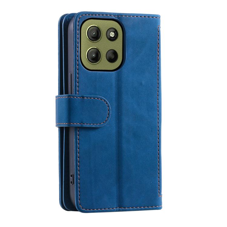 For Motorola Moto G15 Nine Card Zipper Bag Leather Phone Case with Lanyard