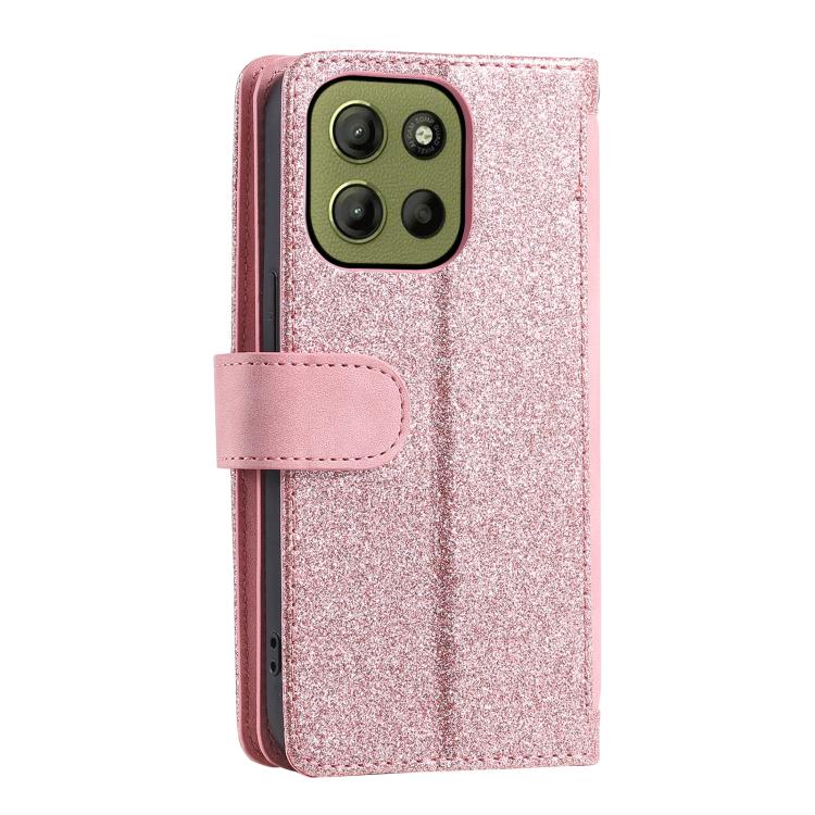 For Motorola Moto G15 Nine Card Zipper Bag Leather Phone Case with Lanyard