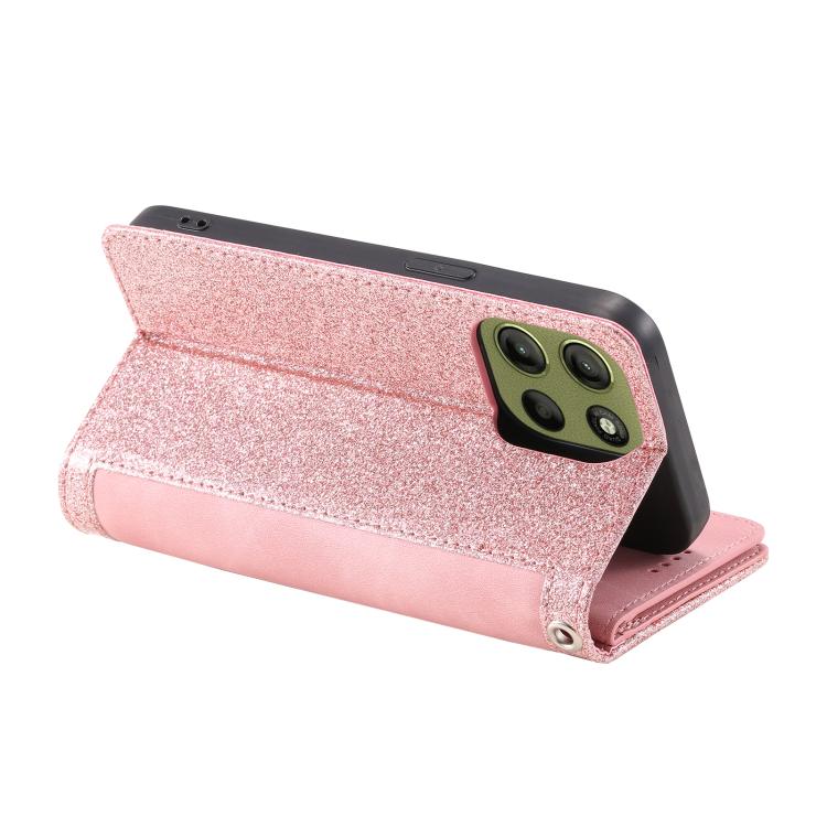 For Motorola Moto G15 Nine Card Zipper Bag Leather Phone Case with Lanyard